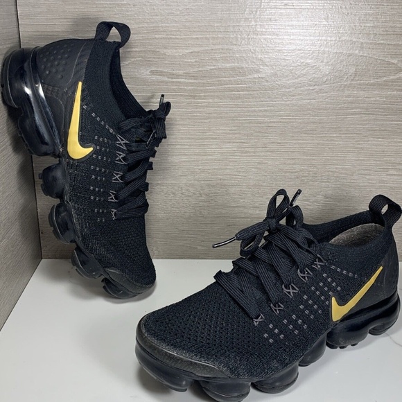 Nike Black Athletic Shoes with Yellow Swoosh - Picture 1 of 10